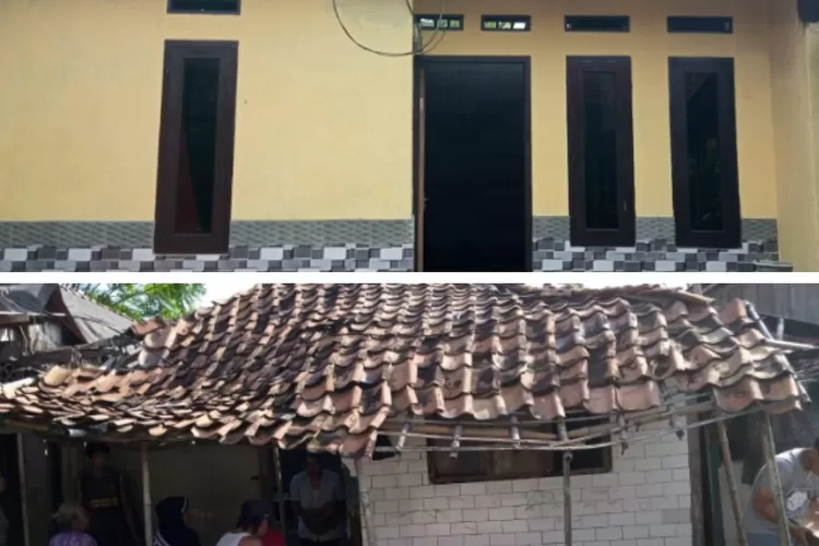 Nampak salah satu rumah warga (sebelum-sesudah) yang mendapatkan program rutilahu di Desa Sukarukun, Kecamatan Sukatani, Kabupaten Bekasi. (FOTO: LPM Sukarukun) 