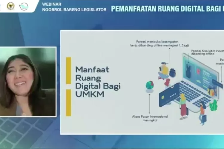 Meutya Hafid dalam keynote speakernya pada webinar Ngobrol Bareng Legislator bertajuk Pemanfaatan Ruang Digital Bagi UMKM yang diselenggarakan di Jakarta, Rabu (15/7/2022).