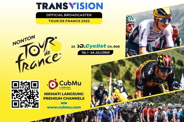 Transvision bekerjasama dengan Eurosports menjadi official broadcaster dari Indonesia yang menyiarkan balap sepeda bergengsi Tour de France mulai dari tanggal 1 hingga 24 Juli 2022 (Ist)
