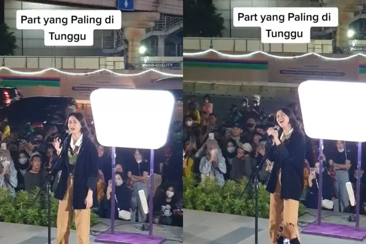 Keisya Levronka Bernyanyi Live di Anjungan Sarinah (Gorajuara.com/dok : TikTok/@ceritamudin)