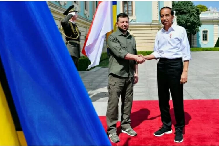 Presiden Jokowi dan Presiden Zelensky. (Tangkapan layar BPMI Setpres.)