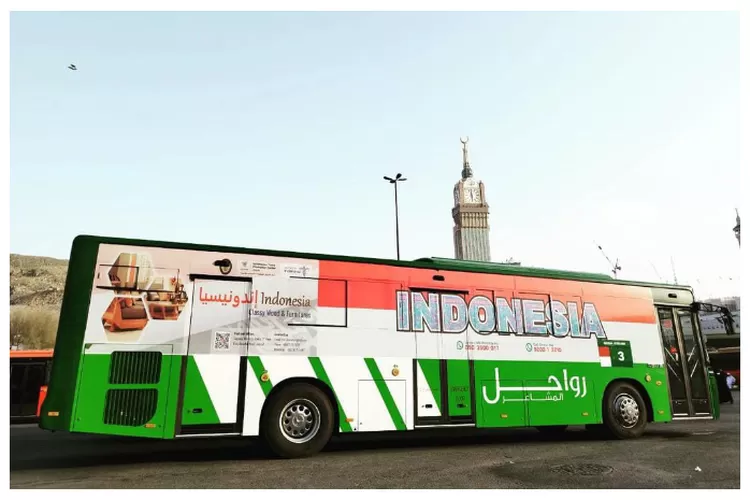 Bus shalawat yang melayani jemaah haji Indonesia di Kota Makkah. (Instagram Kantorurusanhaji)