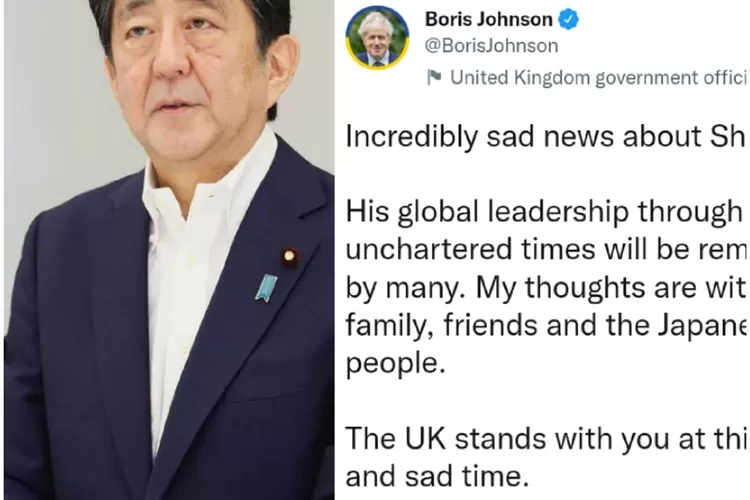 Shinzo Abe Meninggal Ditembak, Boris Johnson Kirim Ucapan Bela Sungkawa di Twitter (Kolase Berbagai Sumber)