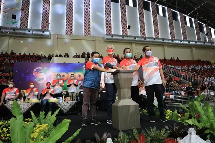Gubernur Jawa Tengah Ganjar Pranowo saat meresmikan Popda Jateng 2022.  (Pemprov Jateng)