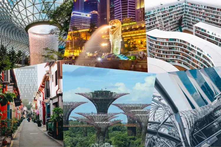 Kolase ilustrasi 6 destinasi wisata di Singapura. (pexels.com dan unsplash.com)