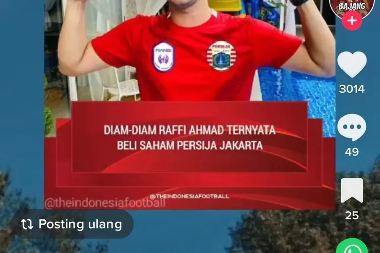 Raffi Ahmad diam-diam beli saham Persija (Tangkap Layar)