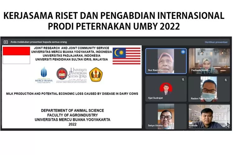 Kerjasama Riset dan Pengabdian Internasional Prodi Peternakan UMBY 2022 secara Daring. (Dokumen UMBY.)