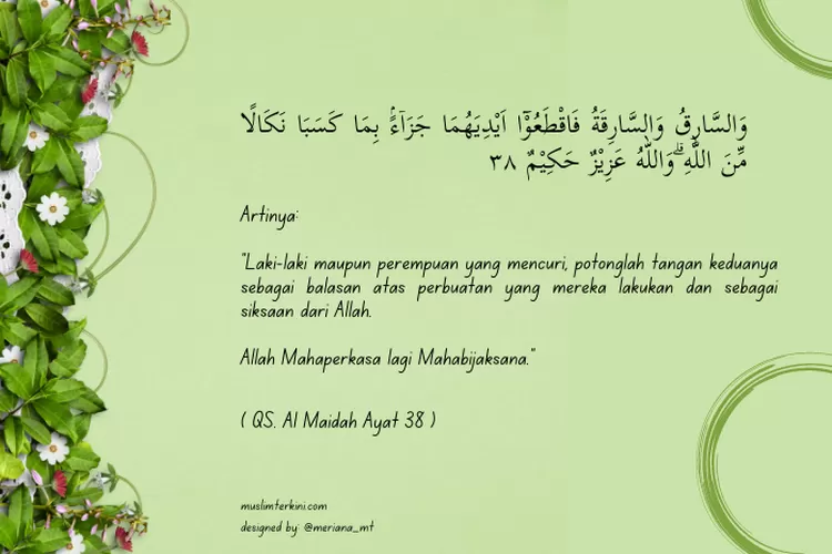 Surah Al Maidah Ayat 38 Arab Latin Dan Artinya Tentang Hukum Mencuri