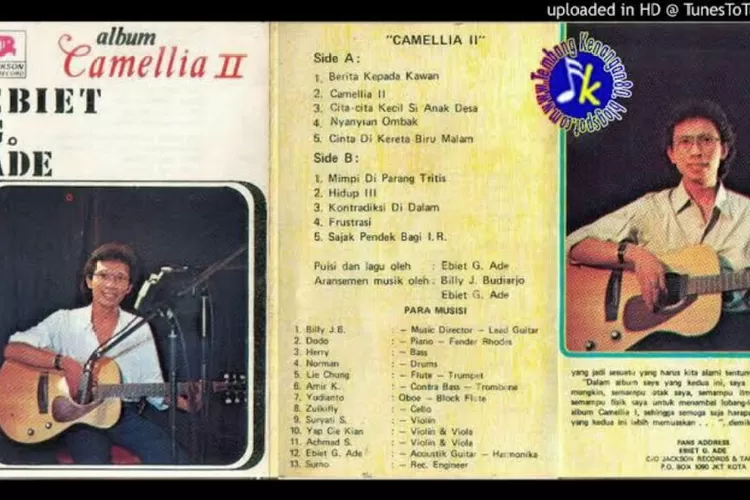 Album Ebiet G Ade berjudul Camelia II yang berisi sepuluh lagu, salah satunya lagu  Berita Kepada Kawan. (foto: youtube tembang kenangan)