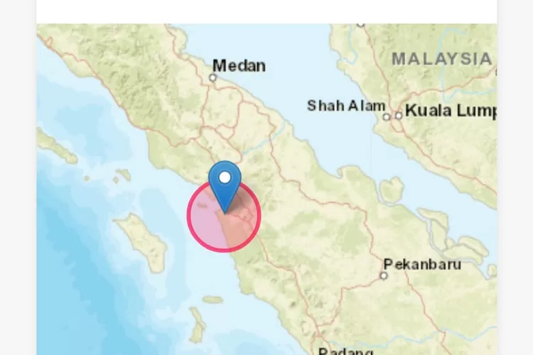 Gampa bumi Magnitudo 4,9 gundang Tapanuli Tengah, Sumut (Twitter @infoBMKG)