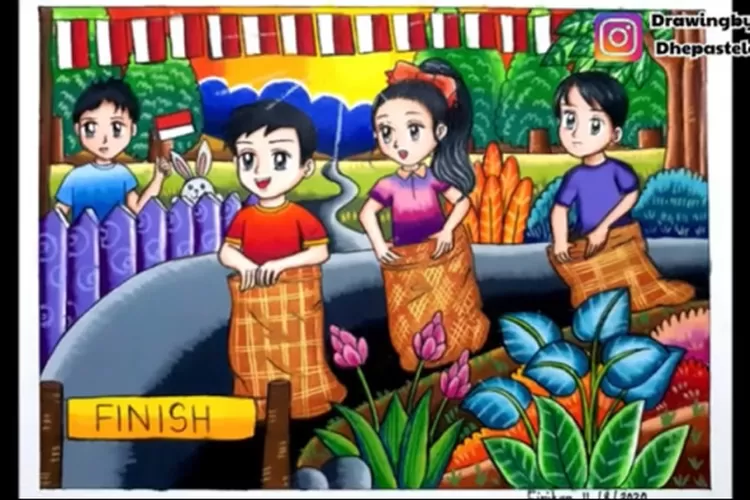 Contoh Gambar Tema Kemerdekaan Indonesia Untuk Perlombaan Agustusan yang Mudah dan Bagus, Dijamin Menang Lomba (Gorajuara.com/dok : Tangkapan Layar YouTube/Fifitan)