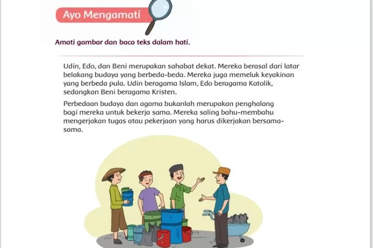 Materi 'Persahabatan, Udin, Edo dan Beni', Kunci Jawaban Tema 1 Kelas 4 SD Halaman 123