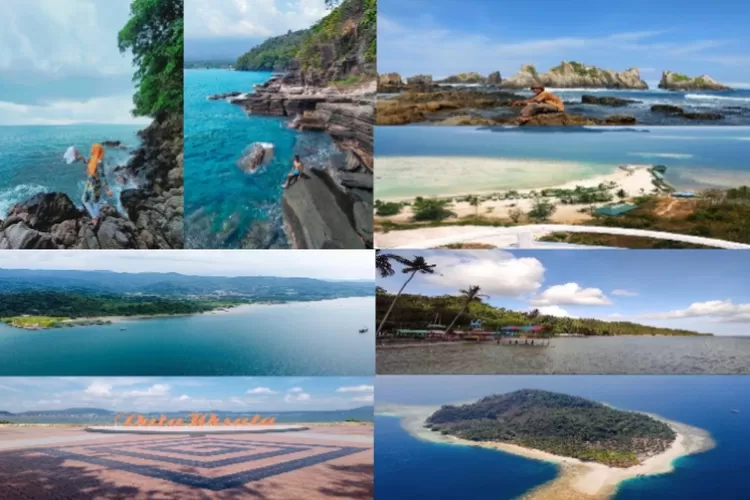 Kolase 7 Tempat Wisata Pantai di Lampung (Kolase Instagram dan Google Maps)