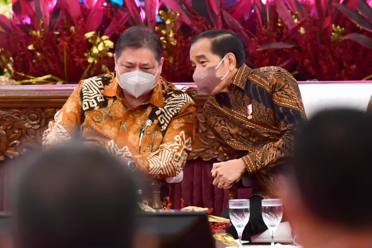 Ketua TPIP Airlangga Hartarto dan Presiden Jokowi. (Kemenko Ekonomi )