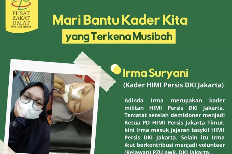 Desain flyer Penggalangan Dana Irma Suryani - Foto: PZU DKI Jakarta