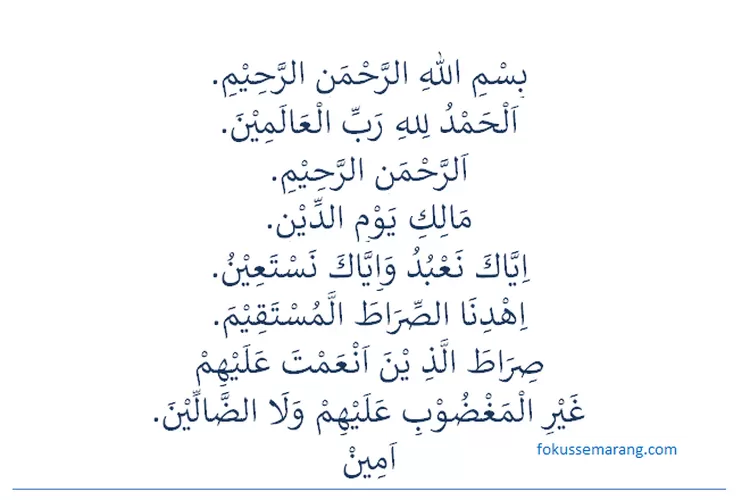 Surat Al Fatihah Dan Artinya Simak Tulisan Surat Al Fatihah Lengkap Ayat Fokus Semarang