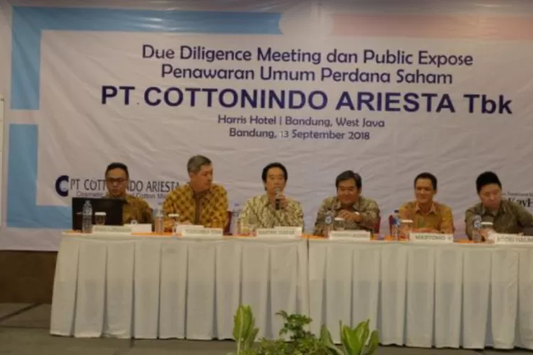 Manajemen PT Cottonindo Ariesta Tbk saat paparan publik sebelum penawaran saham perdana beberapa waktu lalu. (Company Profile)