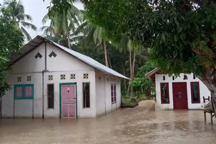 Rumah warga terendam banjir di Bunta. Foto: Dalles Lantapon/iNSulteng.com
