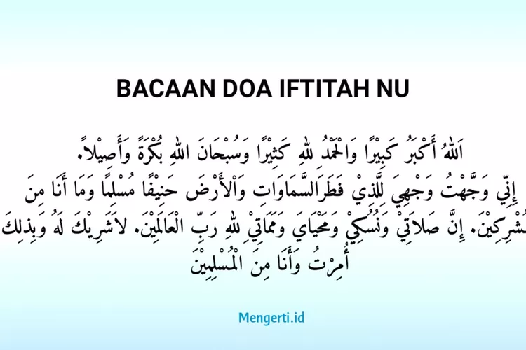 Bacaan Doa Iftitah Nu Lengkap Dengan Tulisan Arab Latin Dan Artinya