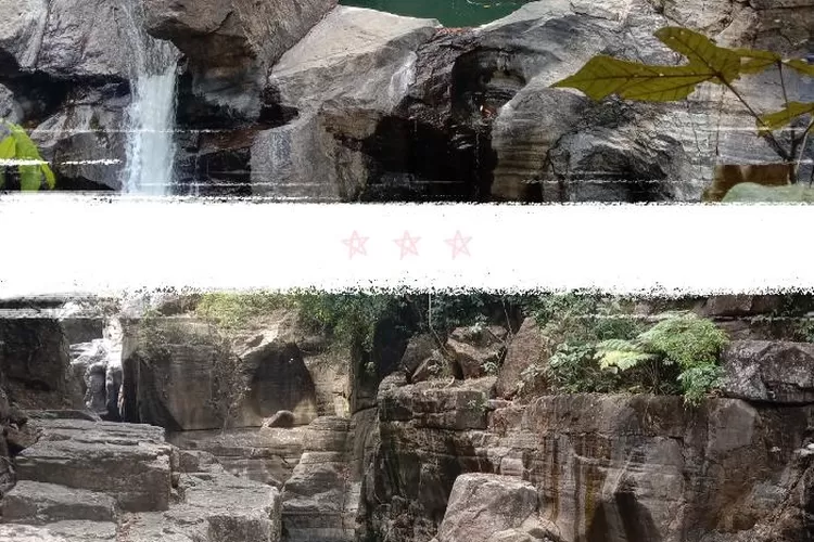 Kolase spot wisata air terjun Cunca Wulang, bagian atas itu kepala Cunca Wulang dan bagian bawah itu kolam pemandian yang bagus untuk jumping  (Feliks Janggu )