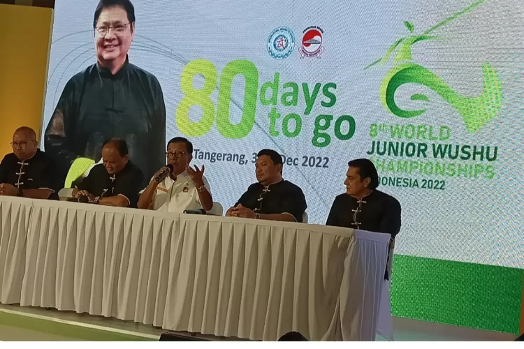 IndonesIa kembali dipercaya jadi tuan rumah Kejuaraan Dunia Wushu Junior 2022, Ketua Umum Pengurus Besar Wushu Indonesia (PB WI) Airlangga Hartarto berpesan kepada Panitia untuk suksesnya penyelenggaraan dan mampu meraih prestasi tinggi  (AG Sofyan)
