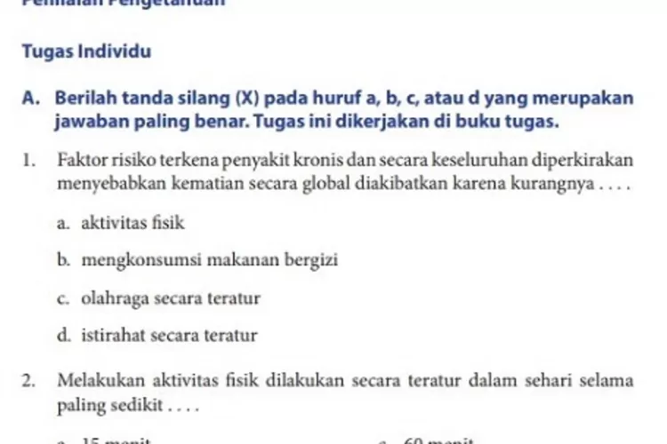 Kunci Jawaban PJOK Kelas 9 Tugas Individu Halaman 208-211 Bab 10 ...