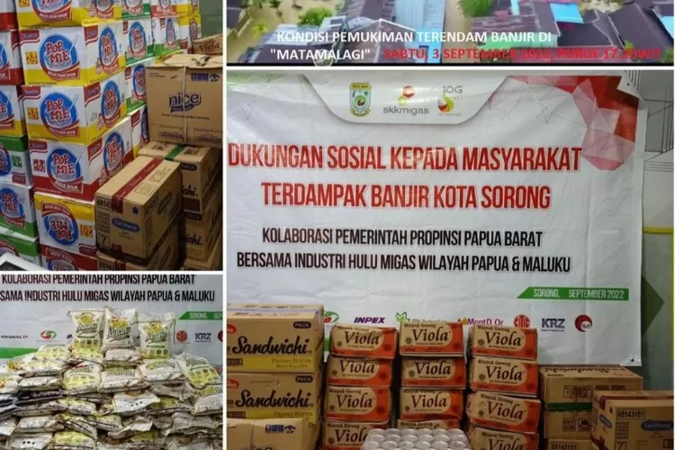 Sembako  yang didonasikan SKK Migas dan Kontraktor  Mitranya kepada Warga Terdampak Banjir Kota -  Kabupaten Sorong (Istimewa)