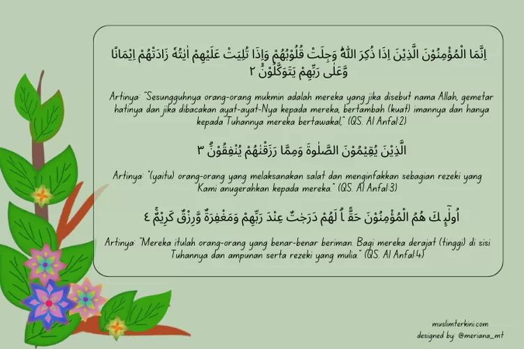 Surat Al Anfal Ayat 2-4 Arab Latin Dan Artinya, Tentang Ciri Ciri Orang ...