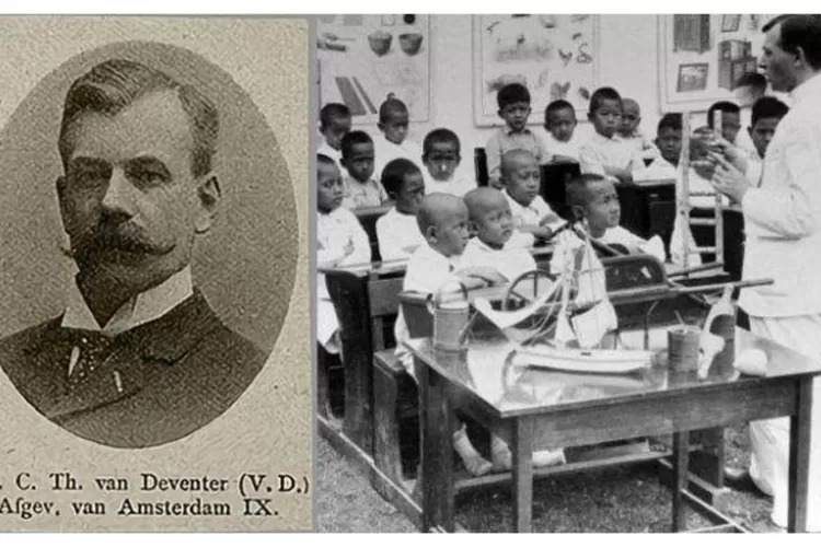 Potret Condrad Theodore Van Deventer bersama dengan pelajar Indonesia Zaman Hindia Belanda  (Dokumentasi Kemdikbud )