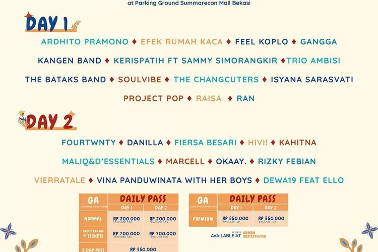 Tata cara pembelian tiket Soundfest 2022 di Summarecon Bekasi pada November mendatang, banyak musisi papan atas lho! (Instagram @soundfest)