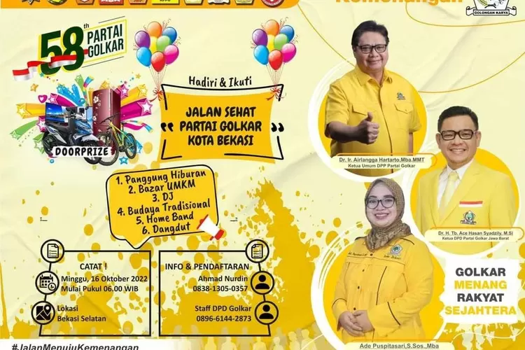 Selebaran jalan Sehat DPD Golkar Kota Bekasi.