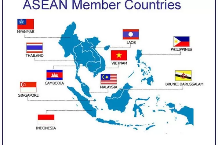 Peta negara yang tergabung dalam ASEAN (Wikipedia )
