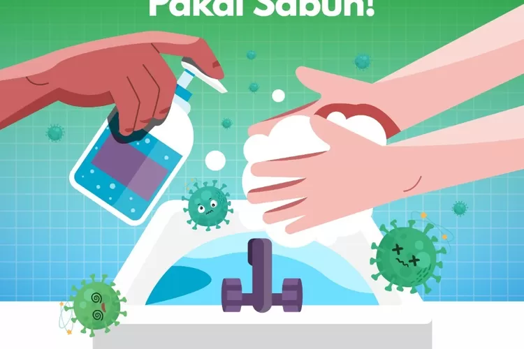 ajakan cuci tangan pakai sabun (laman covid19.go.id)