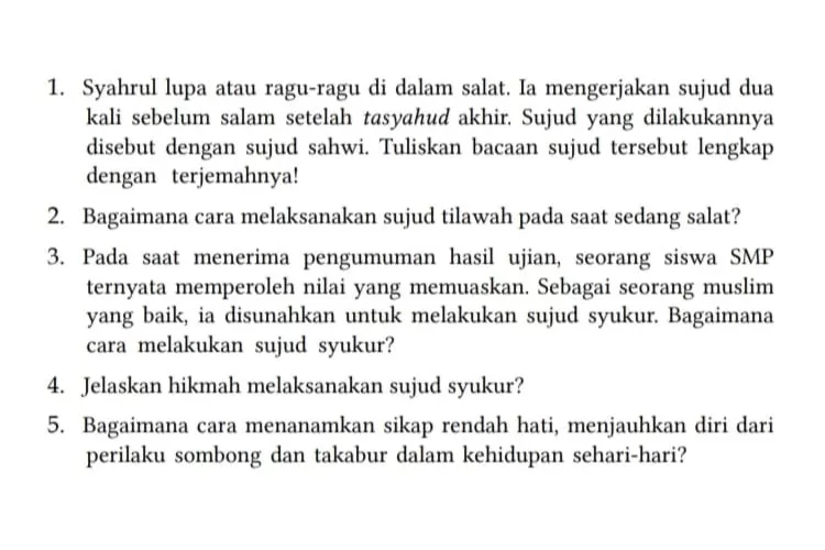 soal essay pai kelas 7 kurikulum merdeka