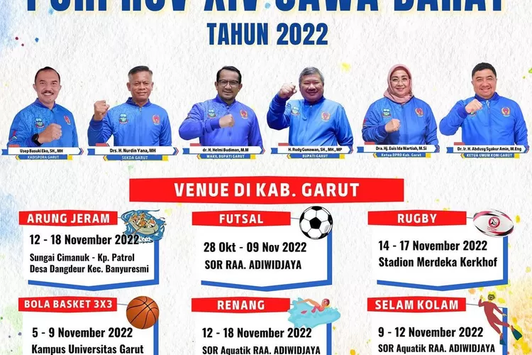 Jadwal Pertandingan Olahraga Porprov XIV Jawa Barat 2022 yang di Gelar di Kabupaten Garut ( Instagram /@konigarut)