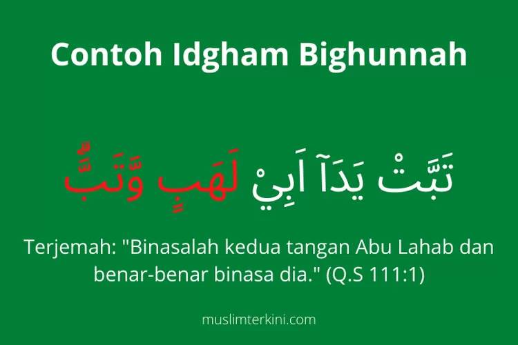 30 Contoh Idgham Bighunnah Dalam Al Quran Beserta Surat Dan Ayatnya ...