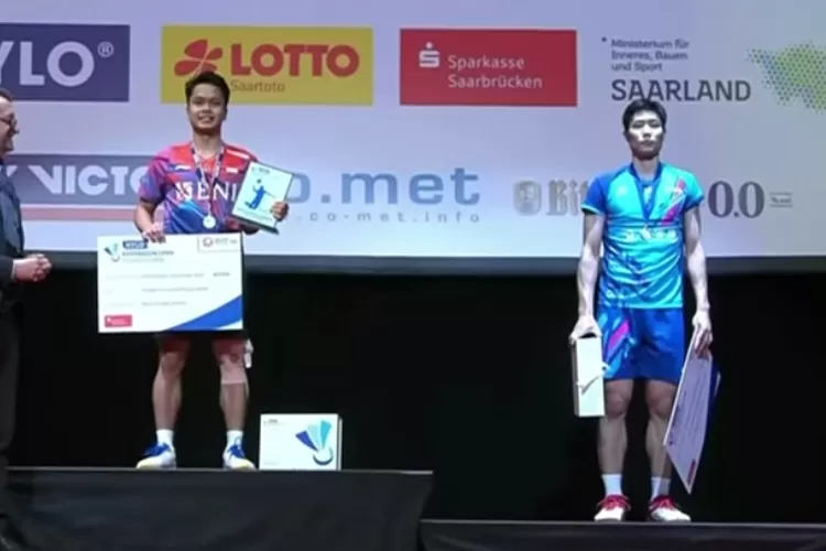 1 Anthony Sinisuka Ginting berhasil menjadi juara tunggal putra Hylo Open 2022 di Jerman (YouTube magista8)