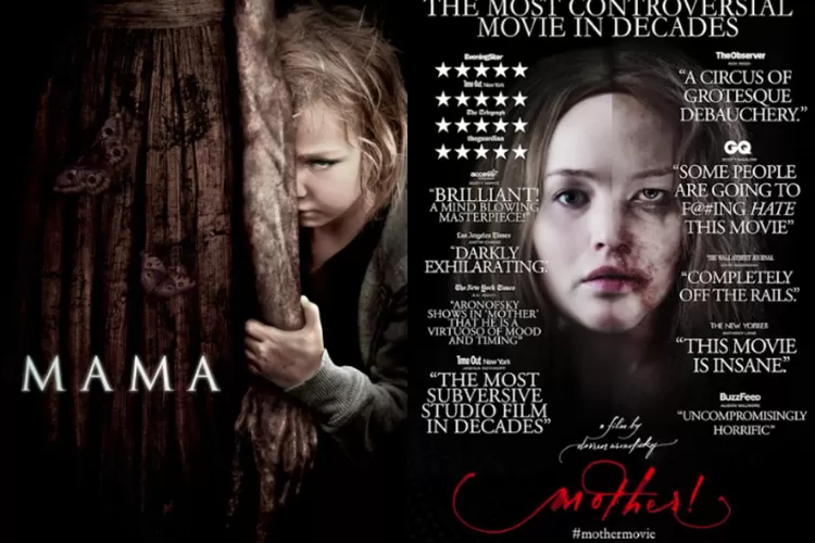 Rekomendasi film horor berjudul 'Mama' dan 'Mother!'   (Kolase Tangkapan layar /YouTube Short Scribe)