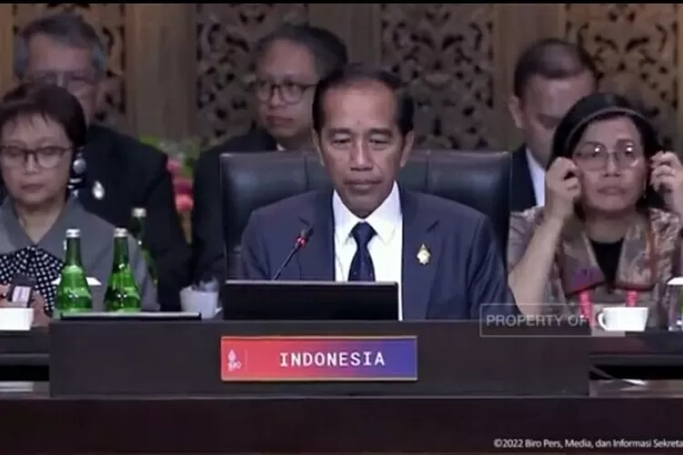 Presiden Jokowi berpidato di sesi  KTT G20  terkait fondisi ekonomi global kelangkaan pangan dan energi.m  (Tangkapan layar Youtube)