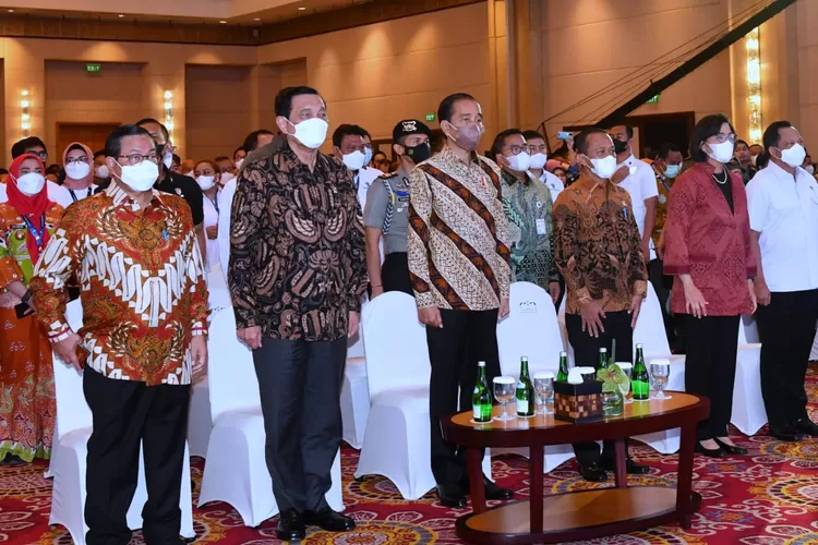 Presiden Jokowi saat membuka Rakornas Investasi Tahun 2022 di The Ritz-Carlton, Jakarta, Rabu (30/11/2022) pagi.  Presiden memerintahkan Pemda untuk segera realisasikan APBD