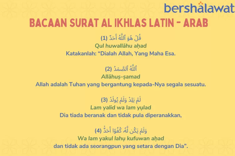 Bacaan Surat Al Ikhlas Latin Dan Artinya Dijuluki Sepertiga Al Quran Bershalawat