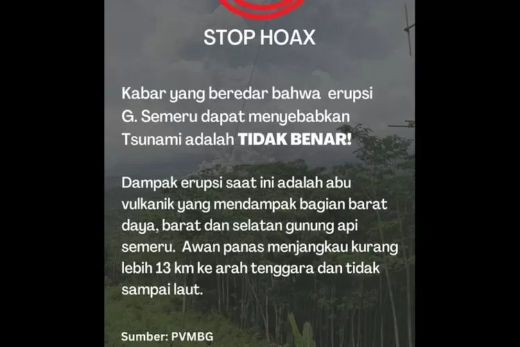 Klarifikasi informasi hoaks dari PVMBG.  (ANTARA/HO-Tangkapan layar medsos PVMBG)