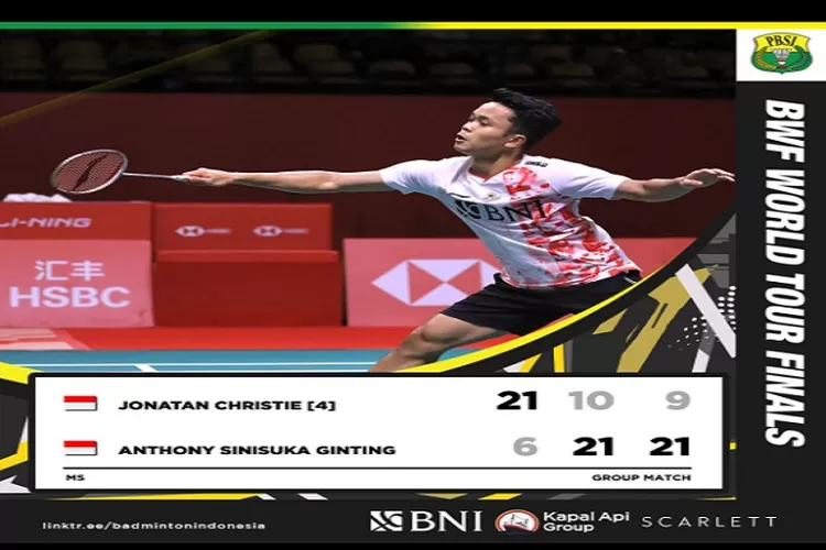 Anthony Ginting Kalahkan Jonatan Christie di BWF World Tour Finals 2022 Babak Penyisihan Grup, 3 Set Langsung Tanggal 7 Desember 2022 (www.instagram.com/@badminton.ina)