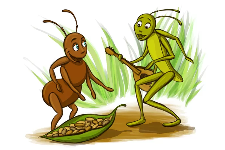 Ilustrasi Dongeng Bahasa Inggris Singkat The Ant and the Grasshopper