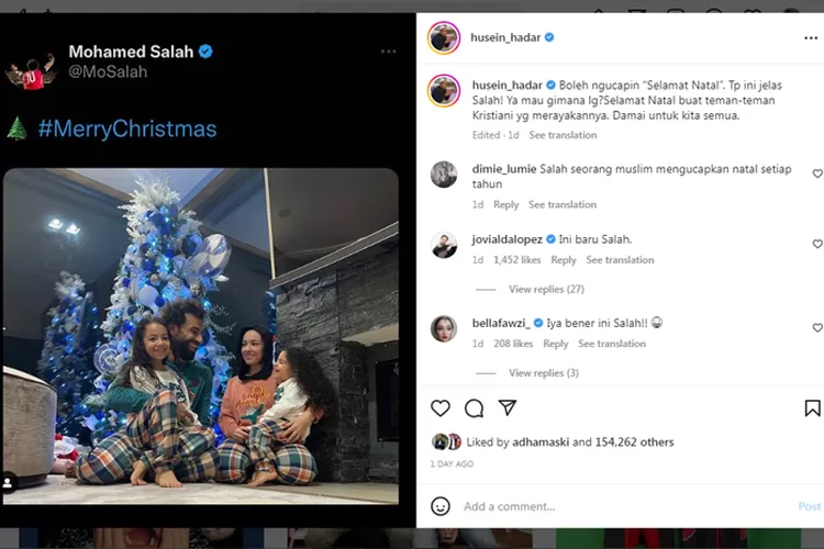 Mohamed Salah Ucapkan Selamat Natal, Habib Jafar Bilang Begini (Instagram @husein_hadar)