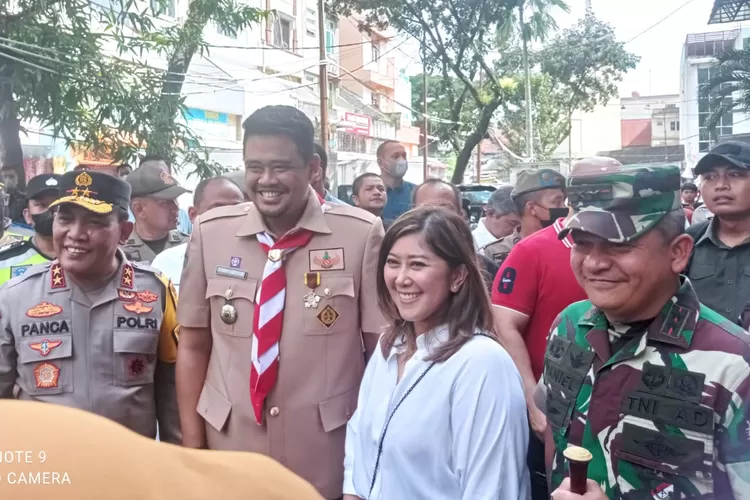 Wali Kota Medan M Bobby Nasution (tengah) bersama Kapolda Sumut Irjen Panca Putra Simanjuntak dan anggota DPR RI Meutya  Hafid ketika di Medan. (foto: Evalisa Siregar/JAKARTA INSIDER)