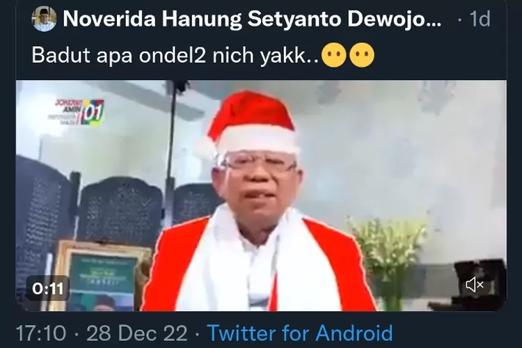 Noverida Diduga Hina Wapres KH. Ma'ruf Amin (Tangkap Layar Twitter)