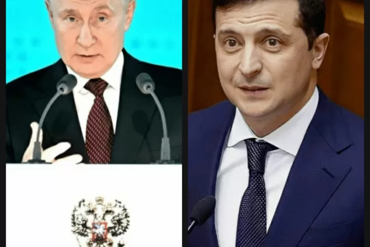 Presiden Ukraina Volodymyr Zelenskyy berikan satu syarat kepada presiden Rusia Vladimir Putin jika ingin melakukan gencatan senjata.&nbsp;&nbsp; (Tangkap layar dan kolase pada instagram @leadervladimirputin dan @volodymyr.zelenskiy_fp)