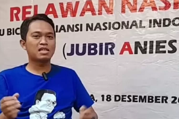 Agung Prihatna, Ketua Relawan Nasional Jubir ANIES, mengajak generasi milineal dukung Anies Baswedan. (tangkapan layar akun youtube Ibrahim Aji)