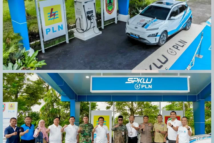 Pertama di Kalimantan, PLN Operasikan SPKLU Fast Charging di komplek perkantoran Gubernur Provinsi Kalimantan Selatan. Foto: Humas PLN